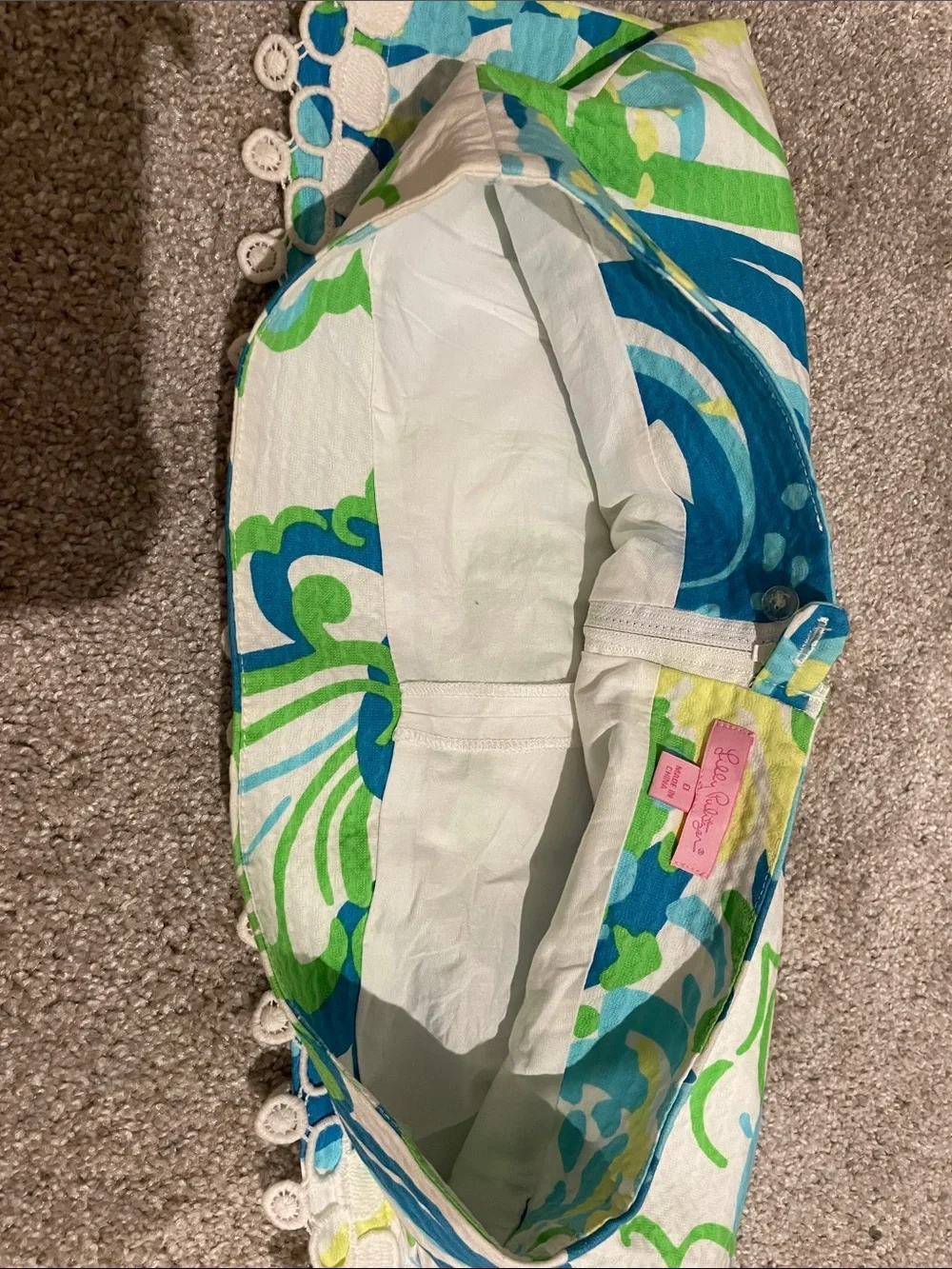 Lilly Pulitzer White Blue & Green Scalloped-Edge Skirt (with shorts)